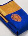 Paradisiacal Royal Blue Color Banarasi Soft Silk Saree With Blouse Piece