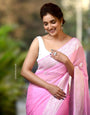 Dazzling Pink Color Soft Lichi Silk Saree With Blouse Piece