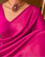 Radiant Dark Pink Color Soft Lichi Silk Saree With Blouse Piece