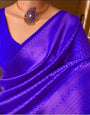 Provocative Royal Blue Color Soft Lichi Silk Saree With Blouse Piece