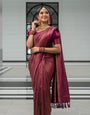 Vivacious Purple Color Soft Lichi Silk Saree With Blouse Piece