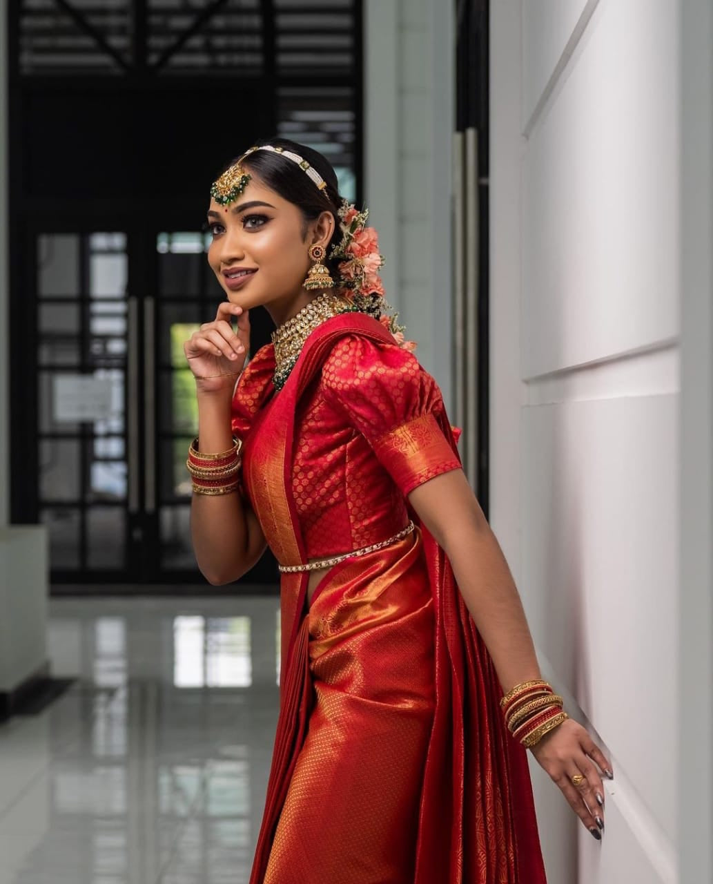 Enveloping Red Color Soft Lichi Silk Saree With Blouse Piece