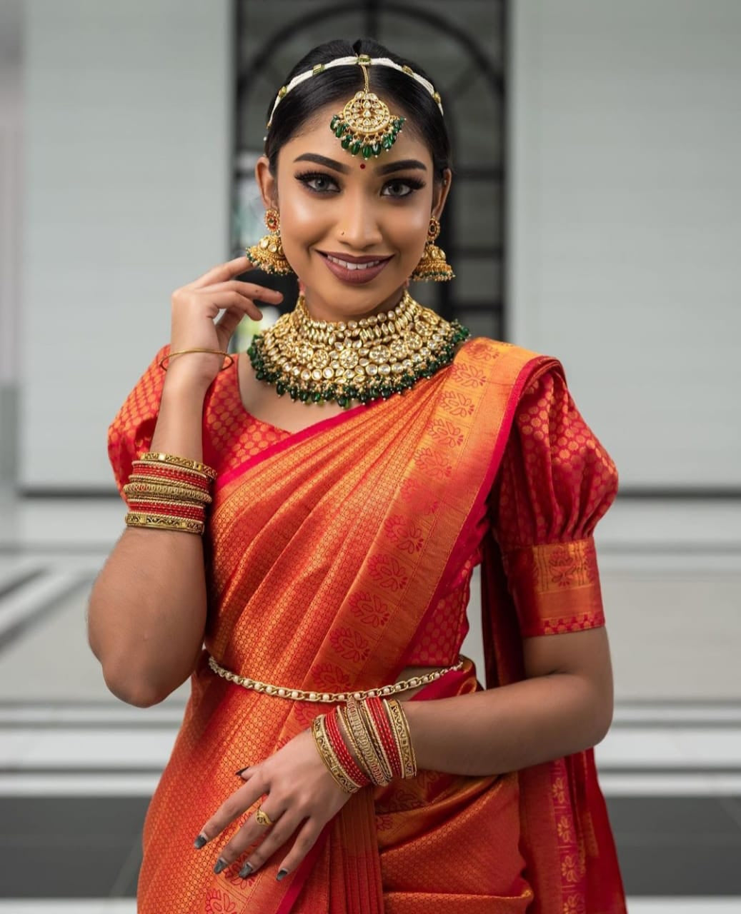 Enveloping Red Color Soft Lichi Silk Saree With Blouse Piece