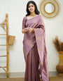 Shining Baby Pink Color Soft Lichi Silk Saree With Blouse Piece