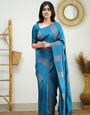 Luminous Firozi Color Soft Lichi Silk Saree With Blouse Piece