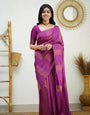 Epic Magenta Color Soft Lichi Silk Saree With Blouse Piece