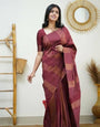 Energetic Maroon Color Soft Lichi Silk Saree With Blouse Piece