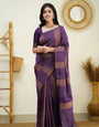 Sensual Purple Color Soft Lichi Silk Saree With Blouse Piece