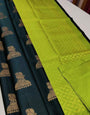 Radiating Dark Green Color Soft Lichi Silk Saree With Blouse Piece