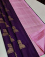 Stimulating Purple Color Soft Lichi Silk Saree With Blouse Piece