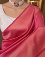 Bewitching Dark Pink Color Soft Lichi Silk Saree With Blouse Piece