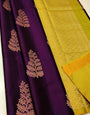 Heavenly Purple Color Soft Lichi Silk Saree With Blouse Piece