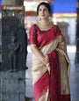 Trendsetting Beige Color Soft Lichi Silk Saree With Blouse Piece