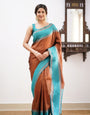 Resplendent Brown Color Soft Lichi Silk Saree With Blouse Piece