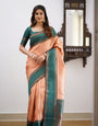 Luminous Peach Color Soft Lichi Silk Saree With Blouse Piece