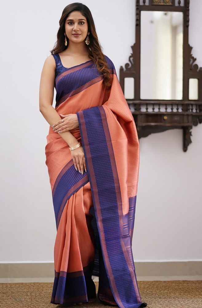 Splendid Pink Color Soft Lichi Silk Saree With Blouse Piece