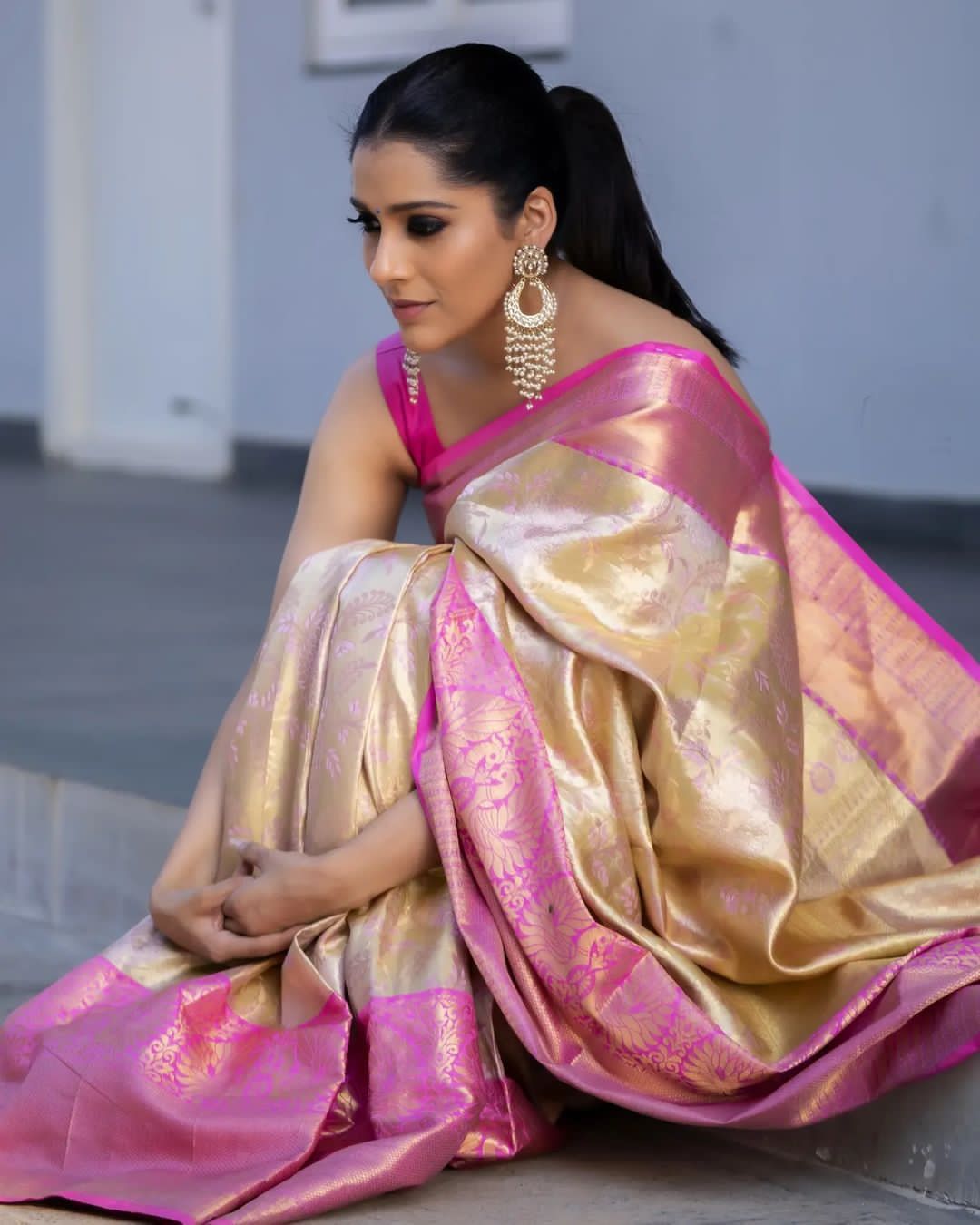 Compelling Beige Color Soft Lichi Silk Saree With Blouse Piece