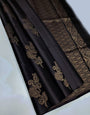 Exciting Black Color Soft Lichi Silk Saree With Blouse Piece