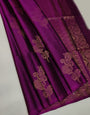 Regal Magenta Color Soft Lichi Silk Saree With Blouse Piece