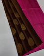 Mesmerizing Brown Color Soft Lichi Silk Saree With Blouse Piece