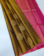 Intense Mustard Color Soft Lichi Silk Saree With Blouse Piece