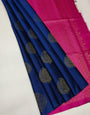 Idyllic Royal Blue Color Soft Lichi Silk Saree With Blouse Piece