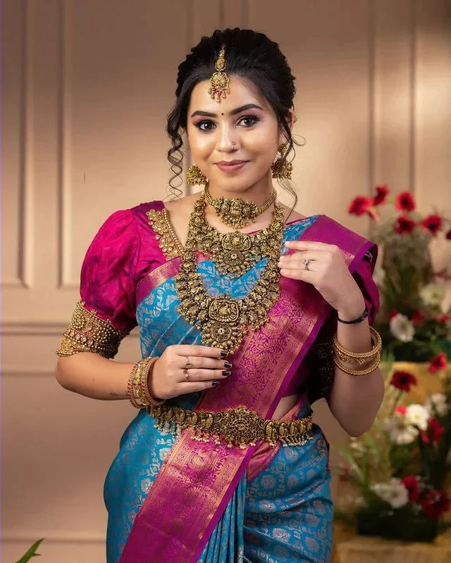 Luminous Firozi Color Saree