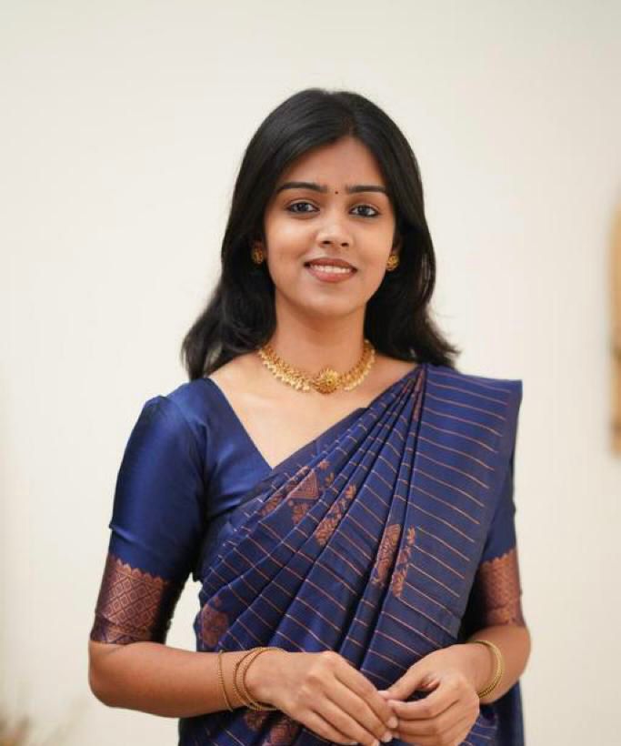 Navy Blue Color Soft Lichi Silk Saree