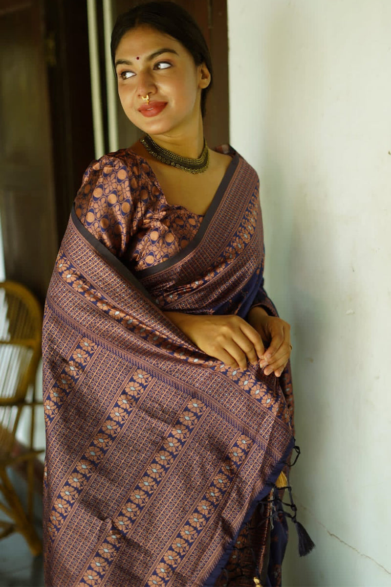 Opulent Blue Color Soft Silk Saree