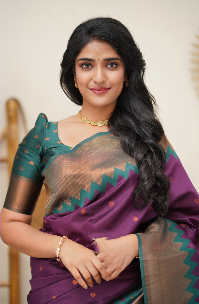 Purple Color Soft Lichi Silk