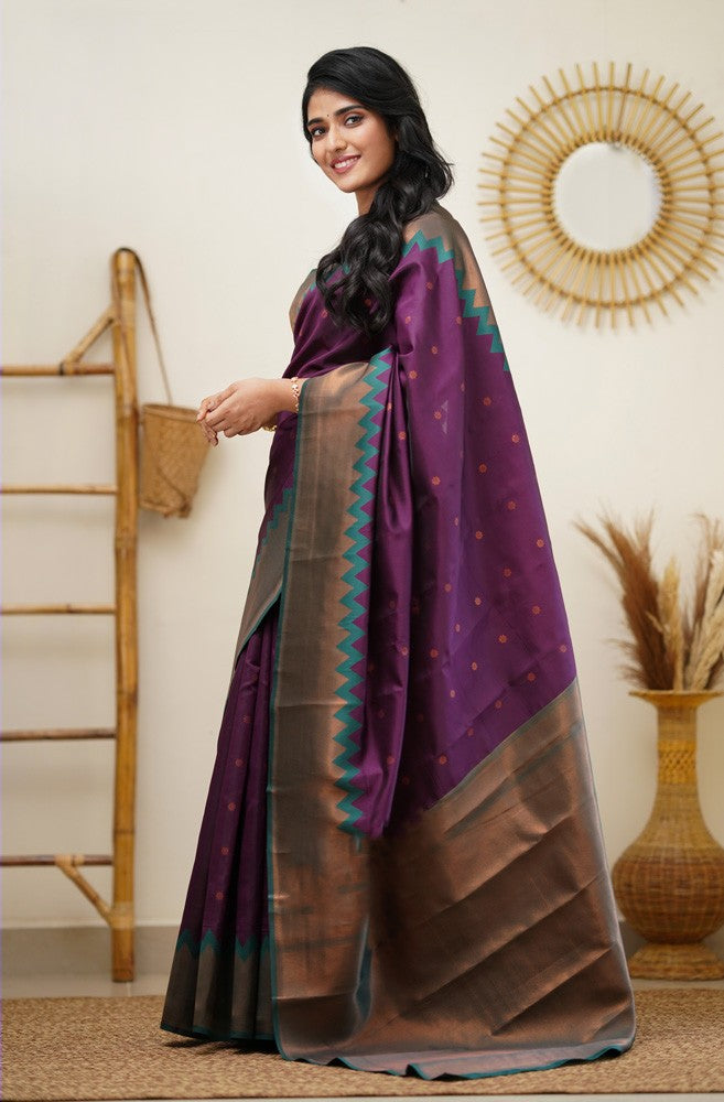 Purple Color Soft Lichi Silk Sarees