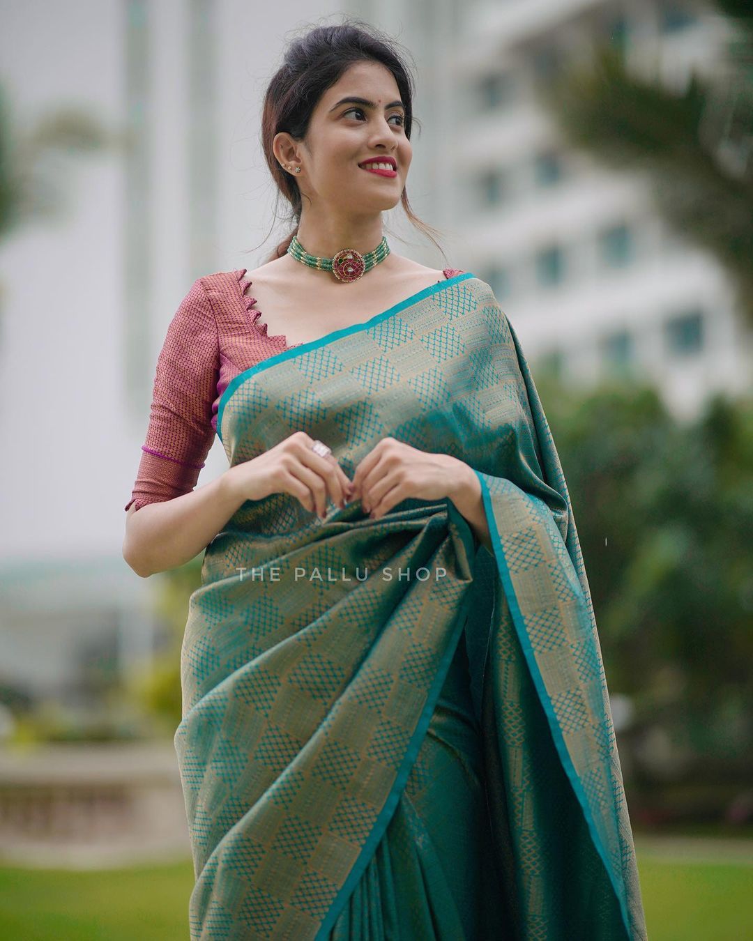 Resplendent Rama Green saree