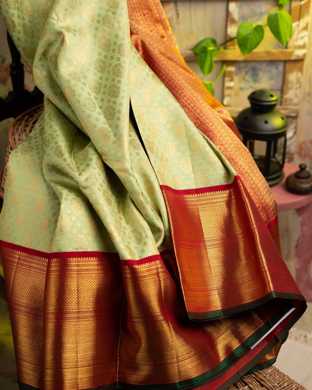 Ethereal Pista Color Banarasi Soft Silk Saree With Blouse Piece