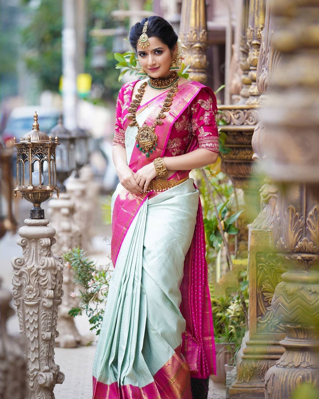 Smoldering Sea Green Color Banarasi Soft Silk Saree With Blouse Piece