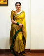 Delicate Yellow Color Soft Lichi Silk Saree With Blouse Piece