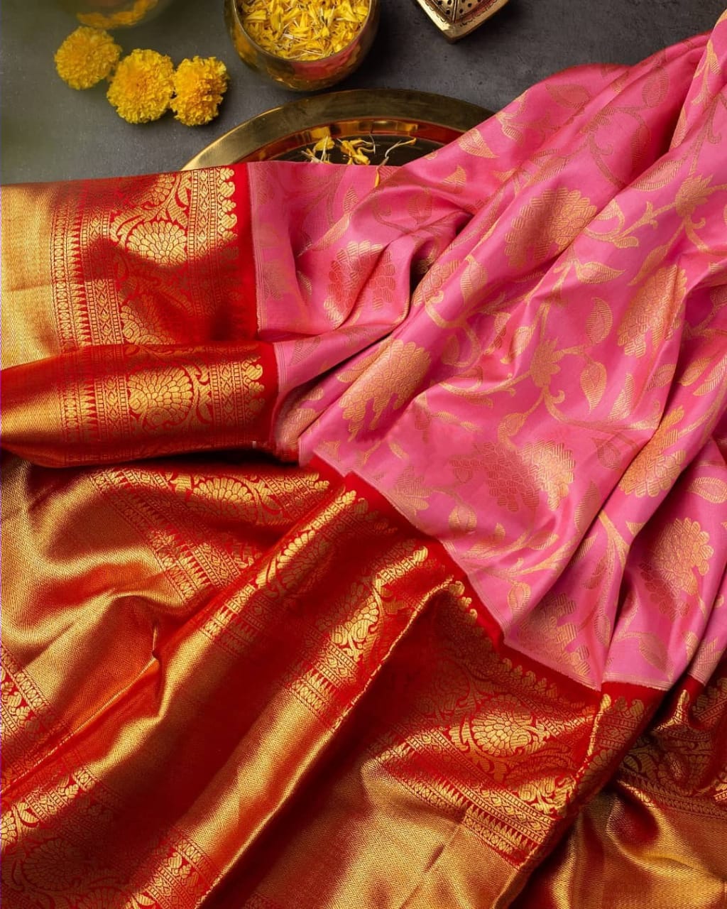 Radiant Pink Color Banarasi Soft Silk Saree With Blouse Piece