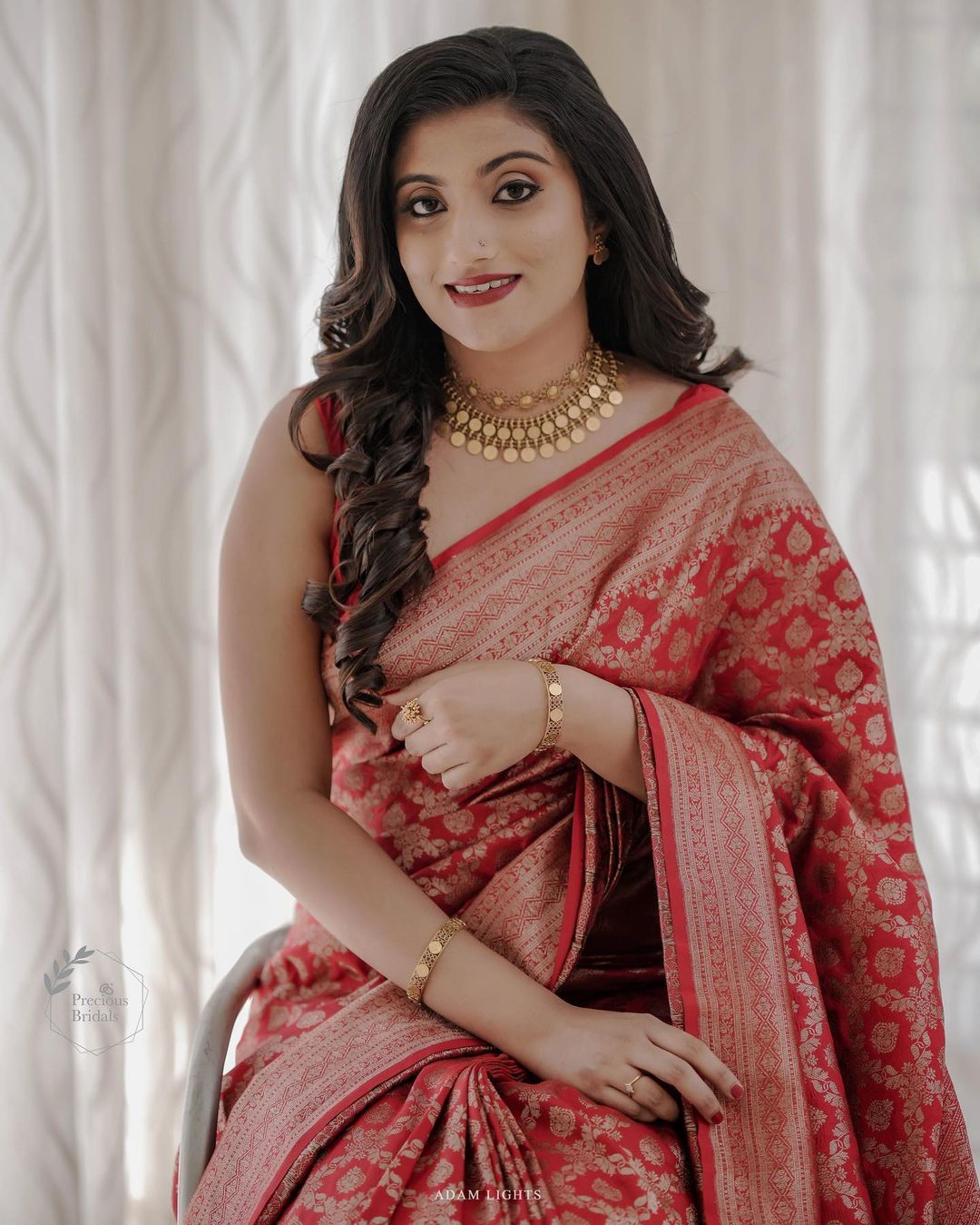 Bold Red Color Banarasi Soft Silk Saree With Blouse Piece