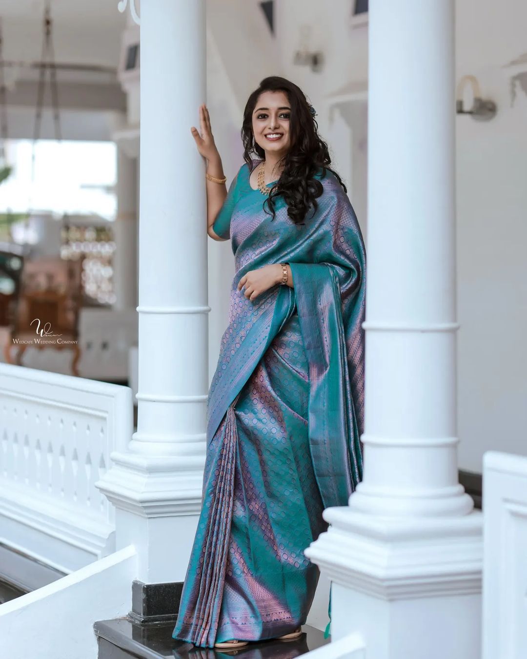 Elegance Firozi Color Soft Lichi Silk Saree With Blouse Piece