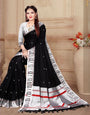 Splendid Black Color Paithani Silk Saree With Blouse Piece