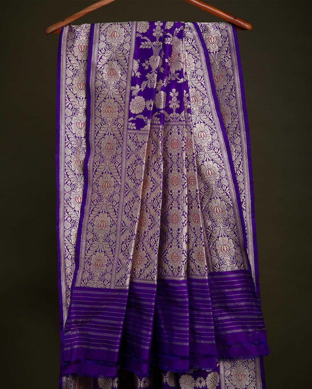 Majestic Purple Color Banarasi Soft Silk Saree With Blouse Piece