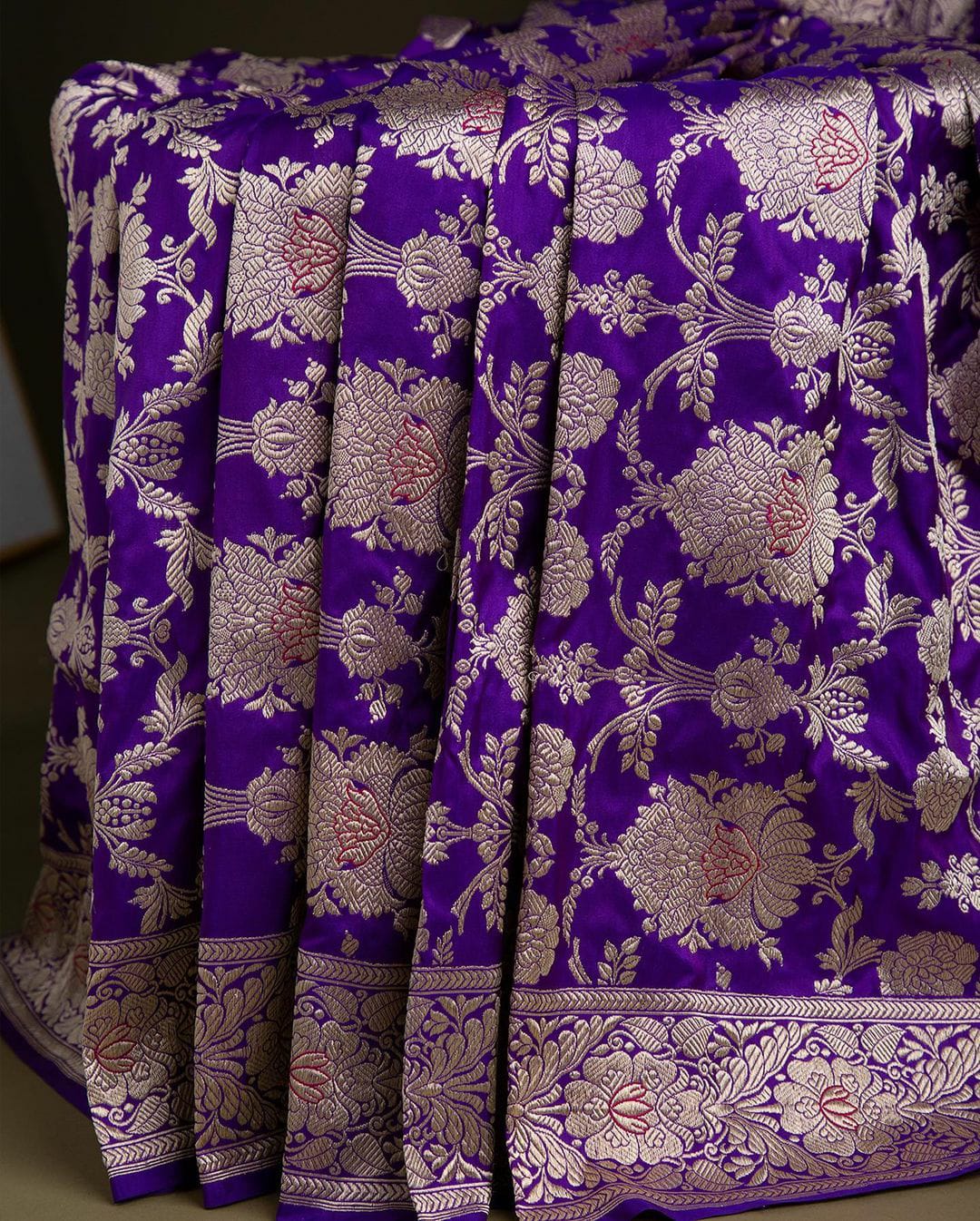 Majestic Purple Color Banarasi Soft Silk Saree With Blouse Piece