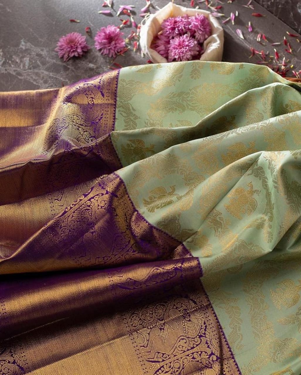 Voluptuous Sea Green Color Banarasi Soft Silk Saree With Blouse Piece