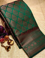 Shimmering Green Color Soft Lichi Silk Saree With Blouse Piece