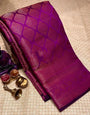 Halcyon Purple Color Soft Lichi Silk Saree With Blouse Piece