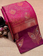 Splendid Dark Pink Color Soft Lichi Silk Saree With Blouse Piece