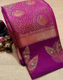 Charming Purple Color Soft Lichi Silk Saree With Blouse Piece