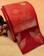 Splendid Red Color Soft Lichi Silk Saree With Blouse Piece