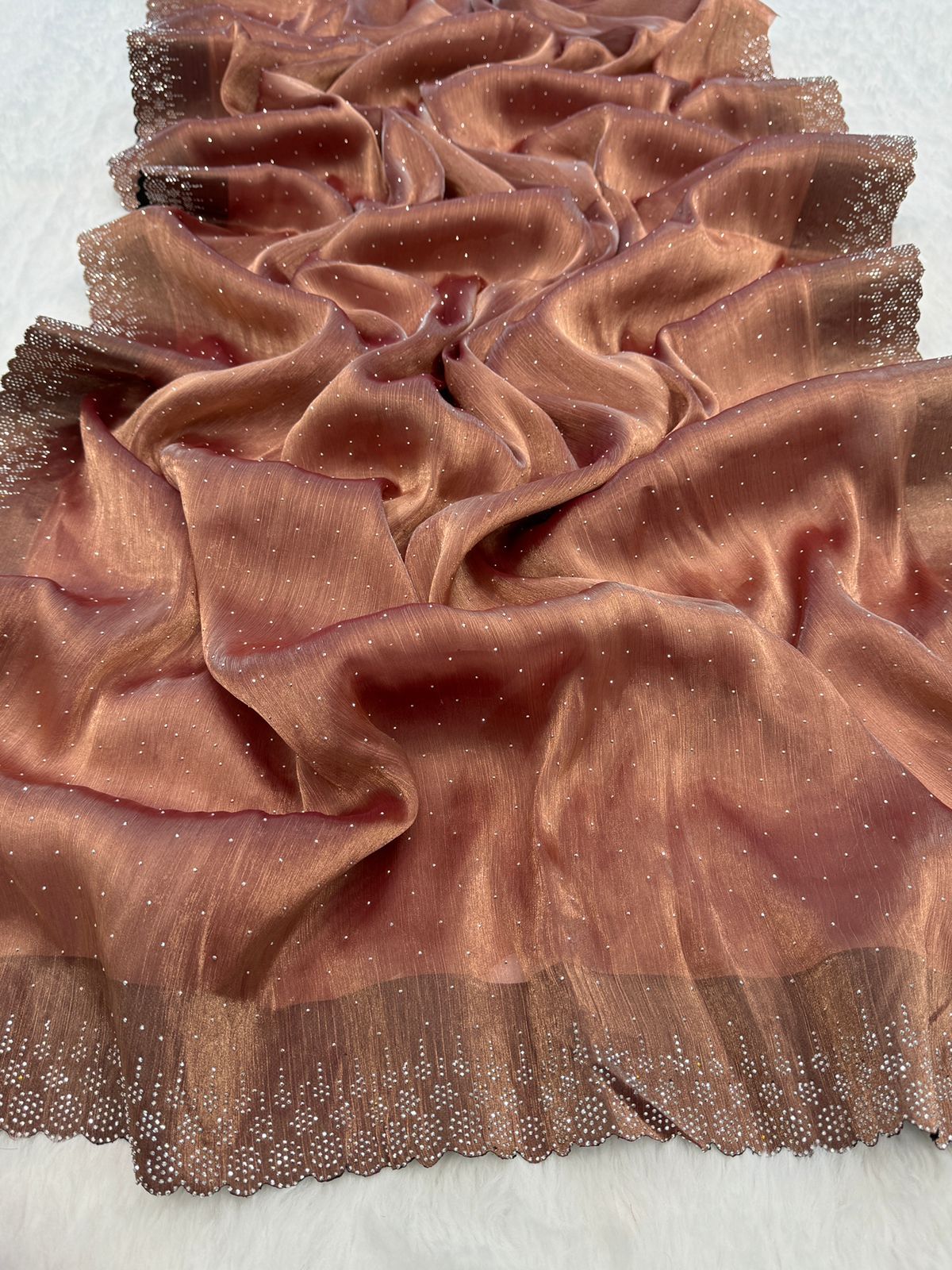 Tranquil Brown Color Soft Lichi Silk Saree With Blouse Piece