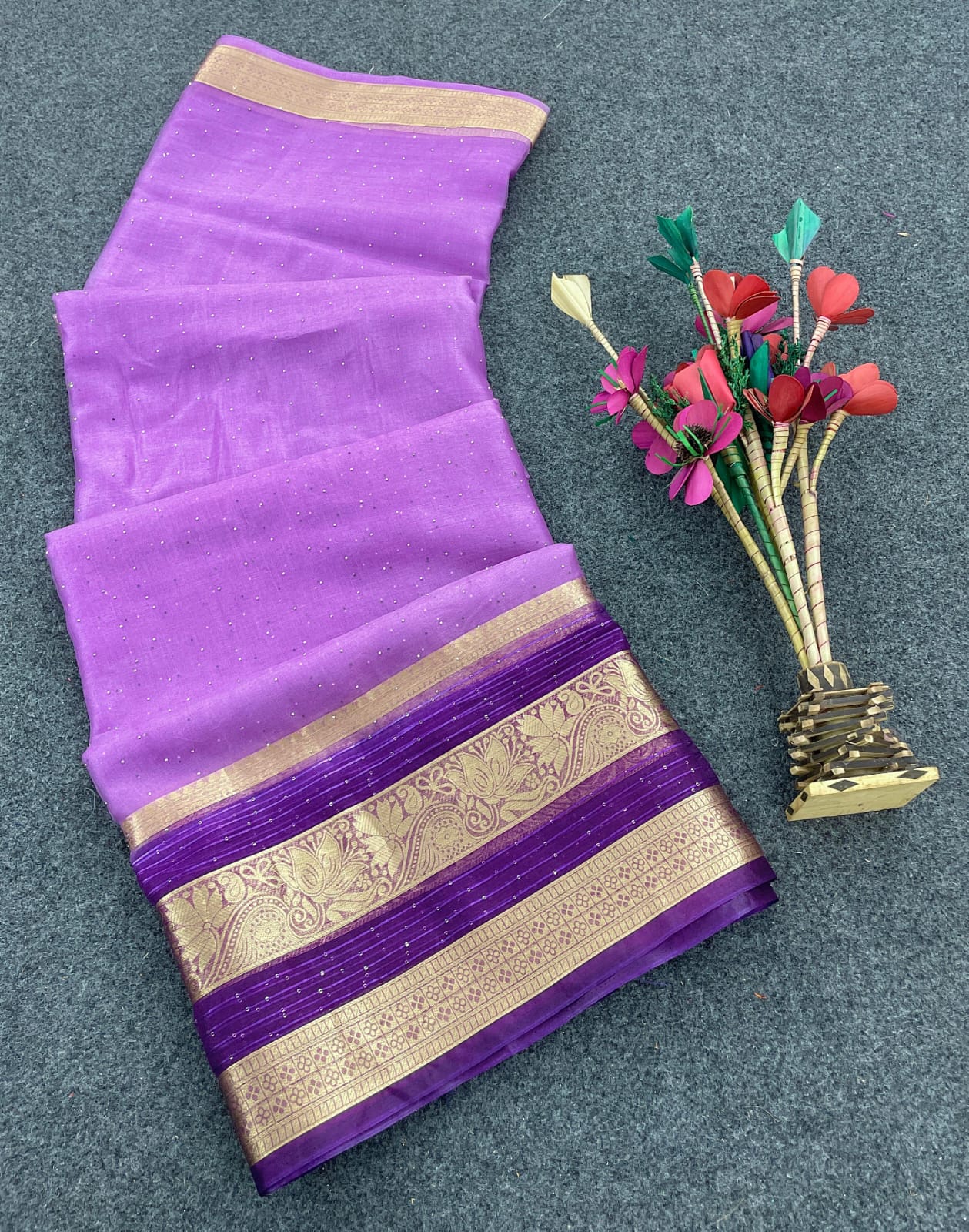 Beguiling Lavender Color Organza Silk Saree With Blouse Piece