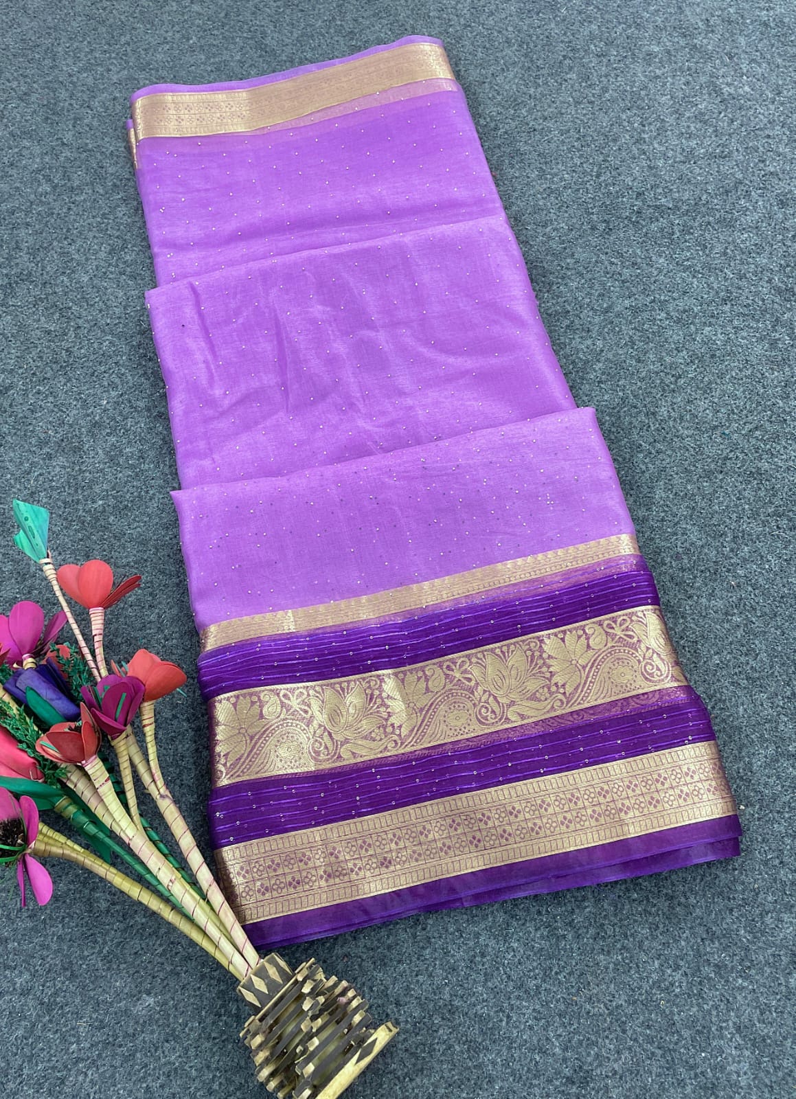 Beguiling Lavender Color Organza Silk Saree With Blouse Piece